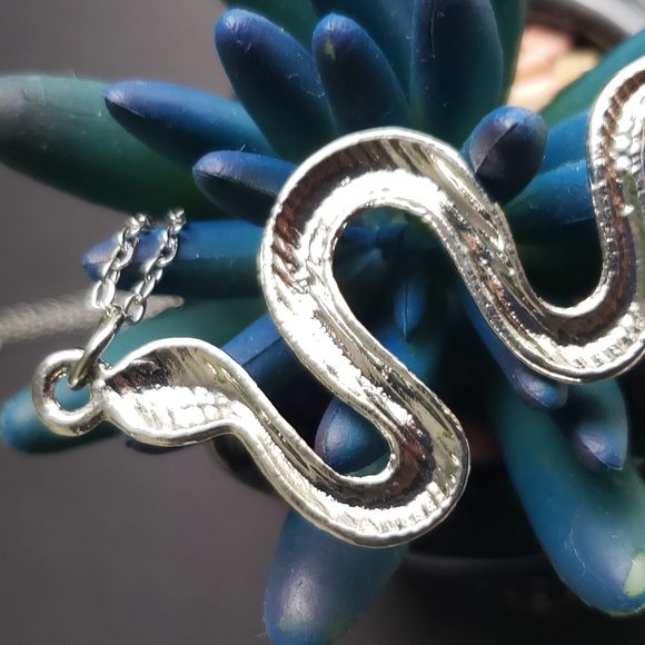 Snake 🐍 Pendant Necklace. Silver Chic Design. NWT - Picture 7 of 9